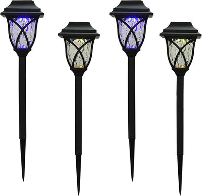 4pcs Waterproof Solar Pathway Lights, Outdoor LED Garden Lawn Landscape Lighting for Patio, Walkway, Driveway, Solar Powered Decorative Yard Lamps