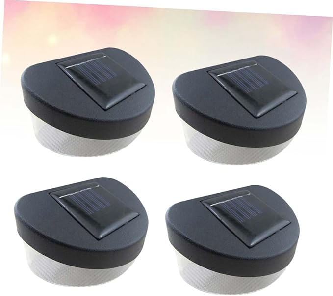 Cabilock 4pcs Solar LED Outdoor Wall Lights Garden Lamp for Pathway Porch Fence Black Shell with White Light Easy Installation