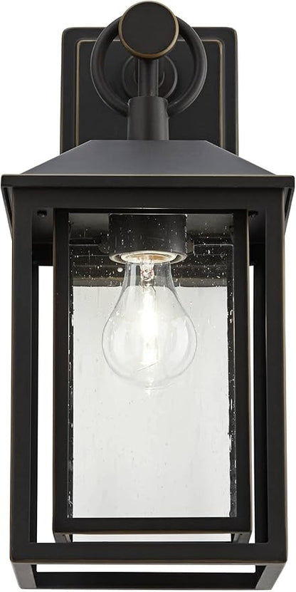 John Timberland Califa Mission Modern Outdoor Wall Light Fixture Brown Bronze Metal 15 1/4" Textured Clear Glass for Exterior House Porch Patio Outside Deck Garage Yard Front Door Garden Home