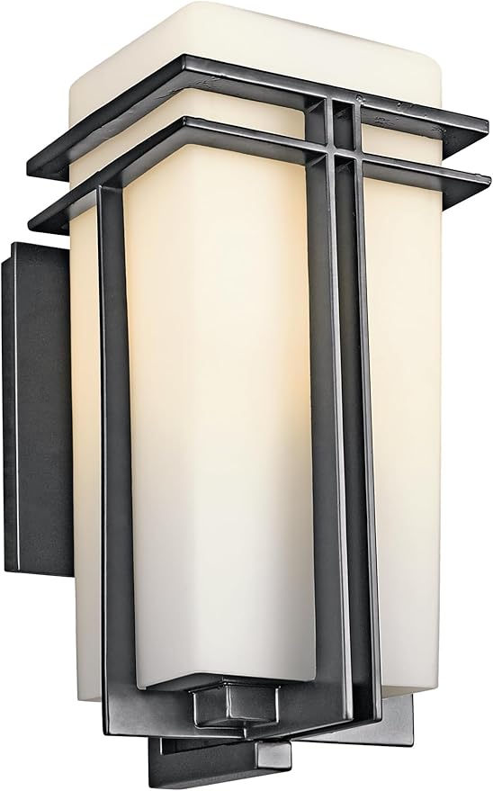 Kichler Tremillo 17.25" Outdoor Wall Lightin Black, 1-Light Exterior Wall Sconce Porch Light with Satin Etched | Lumora