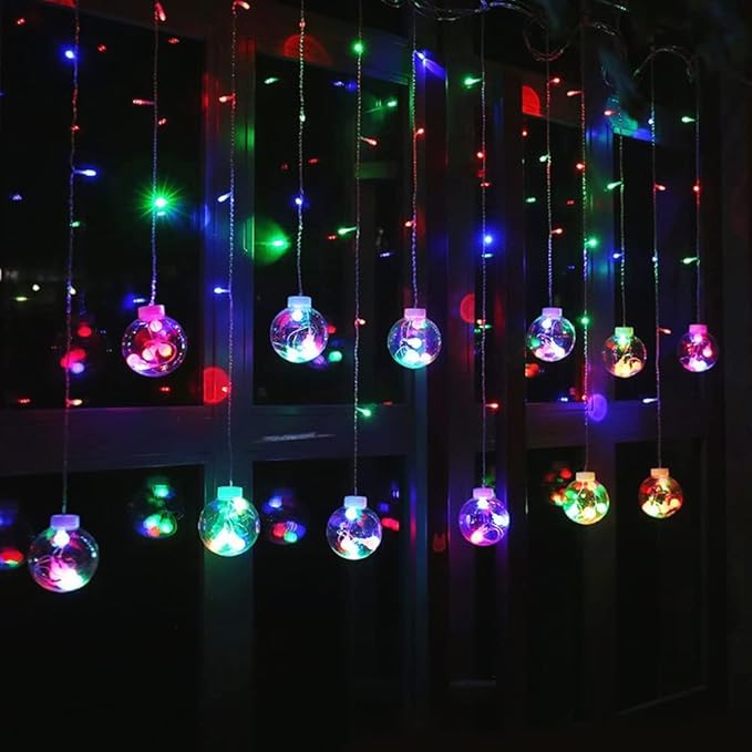 Solar Wishing Ball Fairy Curtain Lights, Waterproof 8 Modes Flashing String Lights with Remote Control for Bedroom, Christmas, Wedding, Party Decoration (Mutlicolor)