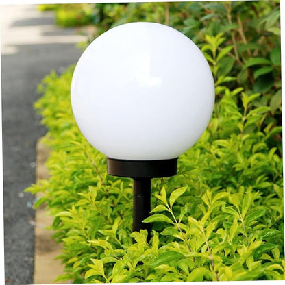 POPETPOP 4Pcs Solar Garden LED Lights White Ball Shape Plug in Outdoor Lawn Lamp Solar Pathway Lighting for Walkway Patio Landscape Warm Light Garden Decor