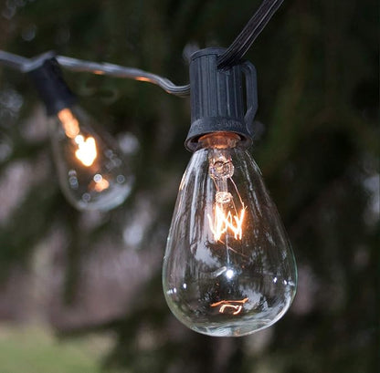 Hometown Evolution, Inc. Vintage Outdoor Patio String Lights with ST11 Clear Light Bulbs (Black Wire, 25 ft)