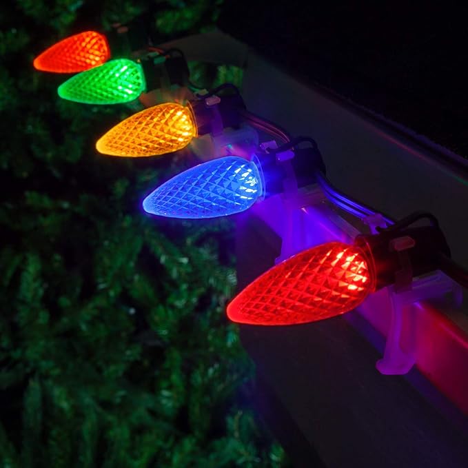 Wintergreen Lighting 25 C9 OptiCore LED Commercial Outdoor Christmas Lights – Heavy Duty Christmas String Lights; Green Wire (25 ft, Multicolor)