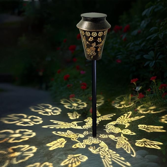 Solar Pathway Lights, Hummingbird Metal Copper Lantern for Garden, Patio, Lawn, Walkway, Outdoor Waterproof Landscape Lighting Decorative, Ideal Gifts for Women, Mom, Grandma (1)