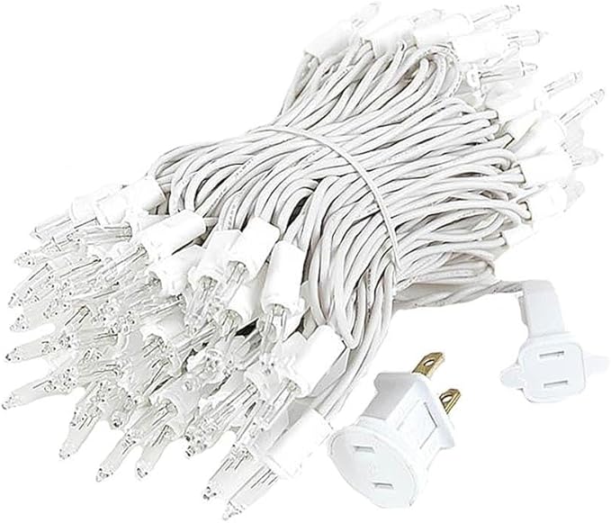 Novelty Lights 34 Feet 100 Bulbs Traditional Incandescent Mini Lights, Clear on Black Wire with 4" Spacing, Commercial Grade and UL Listed for Indoor/Outdoor Use, End-to-End Connectable