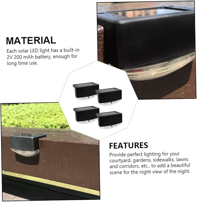 DOITOOL 4pcs Solar Pathway Lights Led Stair Lamps for Outdoor Garden Rechargeable High Conversion Rate Easy | Lumora