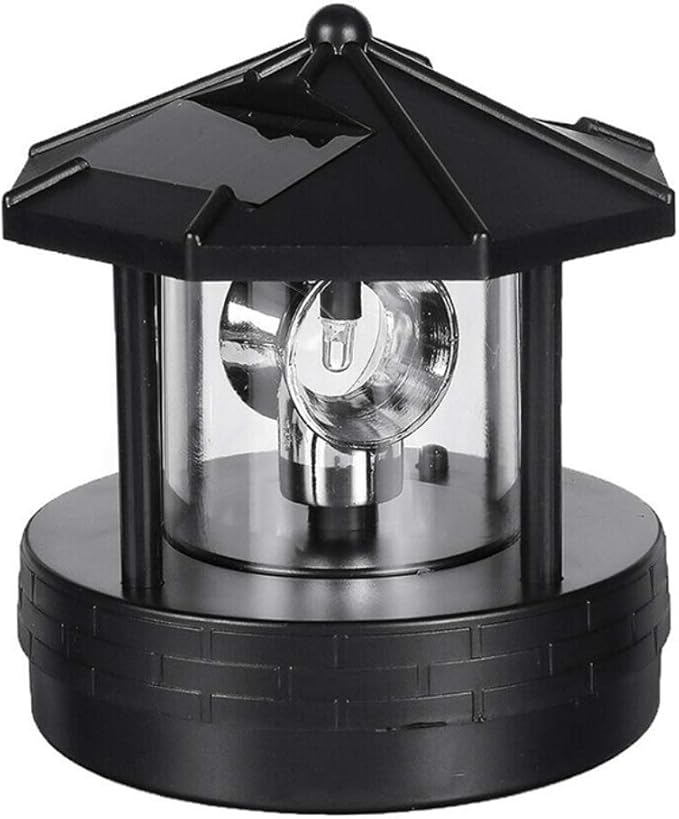 Solar Lighthouse Decor with 360° Rotating Beacon, 4.33x4.13 inch, Motion-Activated IP44 Waterproof LED Light for Garden, Yard, Balcony & Fence – for Outdoor Enthusiasts