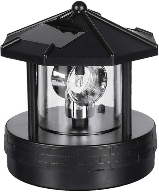 Solar Lighthouse Decor with 360° Rotating Beacon, 4.33x4.13 inch, Motion-Activated IP44 Waterproof LED Light for Garden, Yard, Balcony & Fence – for Outdoor Enthusiasts