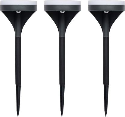 Alpine Corporation 15" Tall Outdoor Solar Pathway Light with 13 Warm White SMD 3.5LM LED for Patio, Lawn, Yard, and Garden, Black - Set of 3