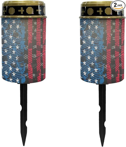 American Flag Solar Lights,Warm White Solar Pathway Lights Outdoor Waterproof Solar Garden Stake Lights Landscape Lighting for Yard Patio Flameless Stoplights,Wall Lights Auto On/Off