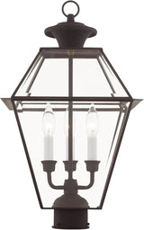 Livex Lighting Lantern 2384-07 Westover 3-Light Outdoor Post Head, Bronze, 21.50x12.00x12.00 | Lumora