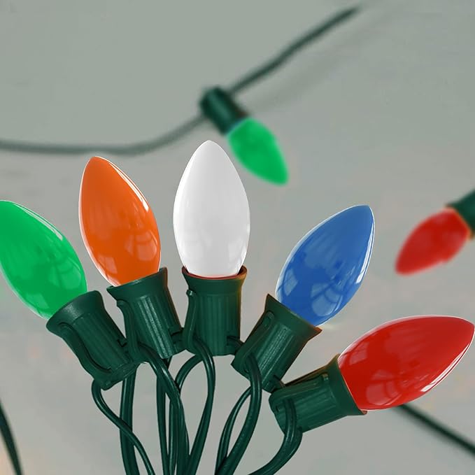 Vintage C9 LED Christmas Lights Outdoor, 50Ft C9 Multicolor Christmas String Lights with 52 Shatterproof LED Bulbs | Lumora