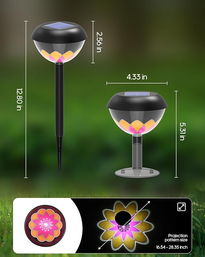 olar Pathway Light, 2-in-1 LED Solar Garden Lights, Waterproof Cordless Outdoor Projection Lights for Yard Lawn Backyard Walkway Garden Table Fence Landscape Gifts - Sunflower 1Pack