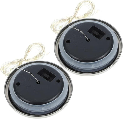 DOITOOL 2 Pcs Solar Lights Replacement Top, 3.14 Inchwaterproof Solar Fairy Lights Jar Lids String Parts for Outdoor Watering Can Hanging Lanterns Patio Yard Garden Wedding Decoration