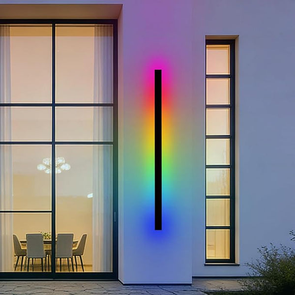 RGB Outdoor Wall Lights, Ip65 Waterproof Linear Led Modern Wall Sconce, 7 Colors and 358 Light Effects, Dimmable | Lumora