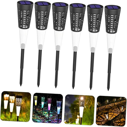 6pcs Solar Powered Garden Pathway Lights, Waterproof Outdoor Lawn Stake Lights with Warm and Colorful Projection, Decorative Ground Lighting for Yard and Patio Landscaping
