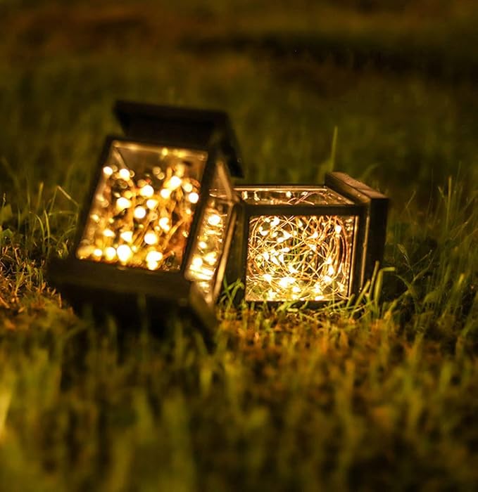 Ulalaza 2PCS Garden Solar Lights Multi-Color Changing LED Flower Stake Light Decorative Landscape Lawn Yard Outdoor Lights About 90*90*165mm/4 *4*6.5inch. Warm White and Colored