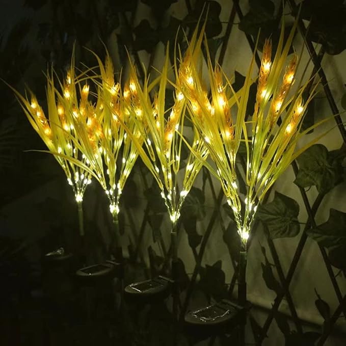 Outdoor Solar Lights Garden Lights Wheat Flowers Solar Powered Waterproof Outdoor Lights for Garden Patio Yard Pathway Decoration,2 Pack
