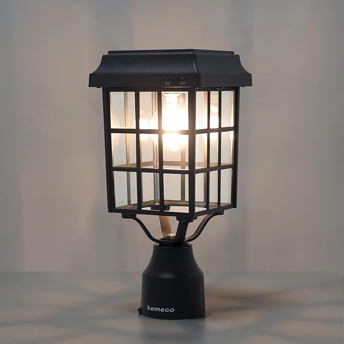 Kemeco ST4329Q-A Solar Post Light Squared Frame Exterior Waterproof Led Fixture for Outdoor Garden Street Post Pole | Lumora