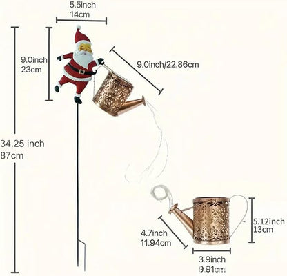 Christmas Solar Kettle Lights, Light Solar Santa Claus Watering Can LED Light, Waterproof Solar Powered Lawn Decorative Lights for Outdoor Christmas Pathway Decoration (Rainbow, Kettle Lights)