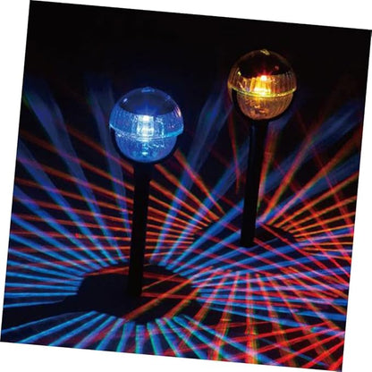 Solar Powered LED Lawn Lights 2pcs Plastic Solar Garden Path Lights with Colorful RGB Glow Outdoor Patio Yard Landscape Lighting