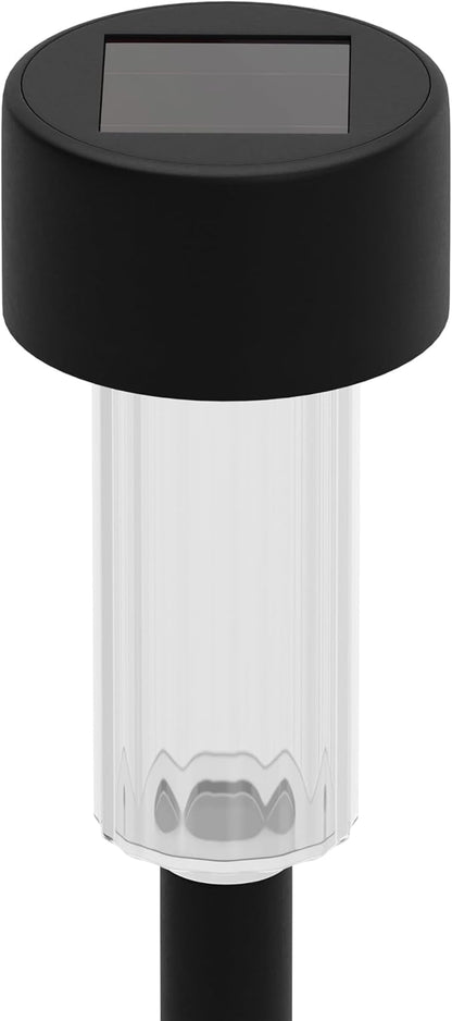 Merrick Lane Breece Set of 12 Black LED Solar Landscape Lights, Weather Resistant Outdoor Solar Powered Lights for Pathway, Garden, & Yard