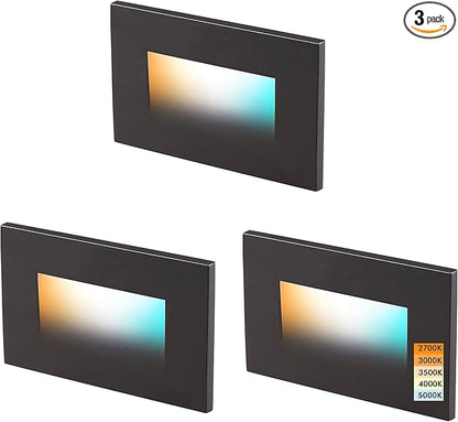 CLOUDY BAY 120V 5CCT Dimmable LED Indoor Outdoor Step Light,2700K/3000K/3500K/4000K/5000K,Stair Light,Oil Rubbed Bronze,Pack of 3