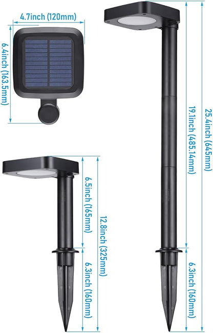 LEONLITE 12-Pack 2CCT Solar Landscape Pathway Lights Outdoor, 50/100% Dimmable, Auto Dusk to Dawn, Solar Powered Lights for Garden, Sidewalk, 2700K Soft White /4000K Cool White, IP65, 120lm, Black