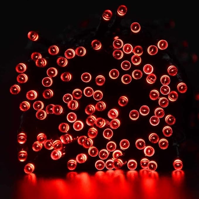 Joomer Red Solar Christmas Lights, 2 Pack Total 144FT 400 LED 8 Modes Waterproof Solar Christmas Lights Outdoor for Garden Yard Patio Christmas Decoration