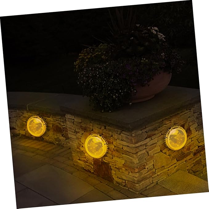 4pcs Warm Light Solar-Powered LED Outdoor Ground Lamps for Garden Lawn Landscape Lighting, Black Disc Design | Lumora