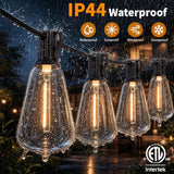 Hotsonic Remote Control Outdoor String Lights Waterproof, 100FT LED Outside Lights with Shatterproof Bulbs, Dimmable Hanging Light 3 Modes for Patio Porch Garden pergola Yard House Bistro Party decors
