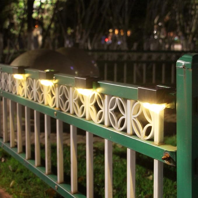 4Pcs Solar Step Lights LED Landscape Lamp Warm Light Black Outdoor Garden Stair Lighting for Patio Deck Fence | Lumora