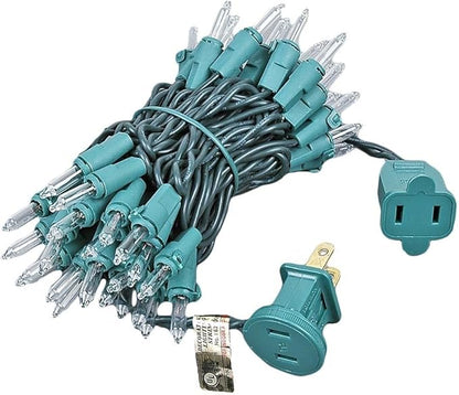 Novelty Lights 11 Feet 50 Bulbs Traditional Incandescent Mini Lights, Clear on Green Wire with 2.5" Spacing, Commercial Grade and UL Listed for Indoor/Outdoor Use, End-to-End Connectable