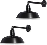 14in. Satin Black Outdoor Gooseneck Barn Light Fixture with 13in. Long Extension Arm - Wall Sconce Farmhouse | Lumora