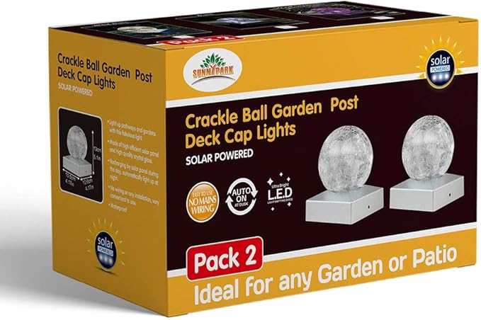 SUNNYPARK 2PK Solar Post Cap Lights -Waterproof Outdoor Cap Lights for Deck, Fence, Patio, LED Garden Decorative | Lumora