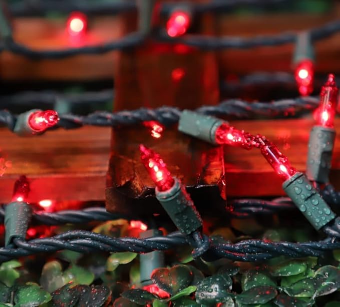 LAMPHOME Red Valentines Day Decor Lights,150 Count 31.9FT Mini Valentine's Lights,Red Christmas String Fairy Lights | Lumora