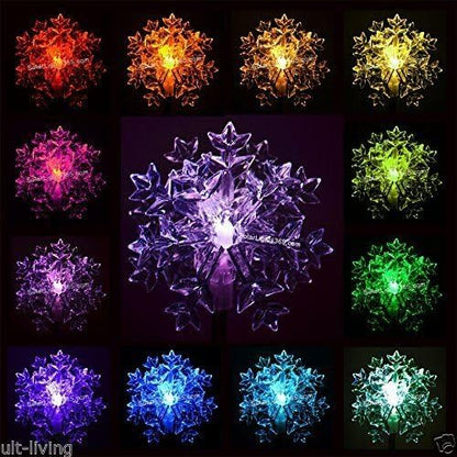 Christmas Garden Outdoor Decor Solar Lights Rainbow Color Snowflakes Stake Lights, Set of 2 Great for Landscaping