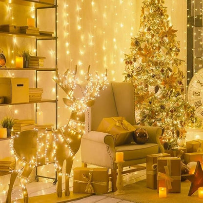 Warm White to Cool White Color Changing 200 LED 66FT Connectable Christmas String Lights for Outdoor Indoor Waterproof, 11 Modes Twinkle Fairy Lights Clear Wire for Christmas Tree Memory Remote Timer