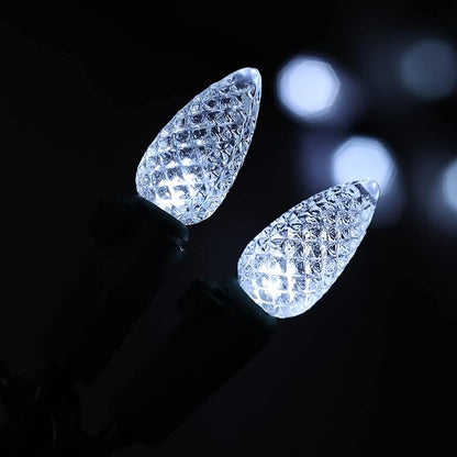 Christmas C3 Bulbs Light String 50 LED Multicolor Strawberry Xmas Tree Outdoor Indoor Waterproof Decoration Plug in 18 Feet Used for Patio Party Festive Courtyard Home (Cold White)