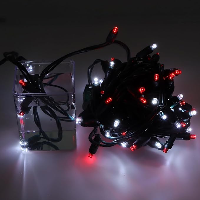 100 LED 5MM Red and Cool White Christmas Lights, 33FT Indoor/Outdoor String Light, Mini Lights for Garden, Patio | Lumora