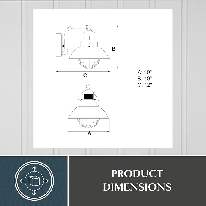 VAXCEL Harwich Black Motion Sensor Dusk to Dawn Coastal Outdoor Wall Light
