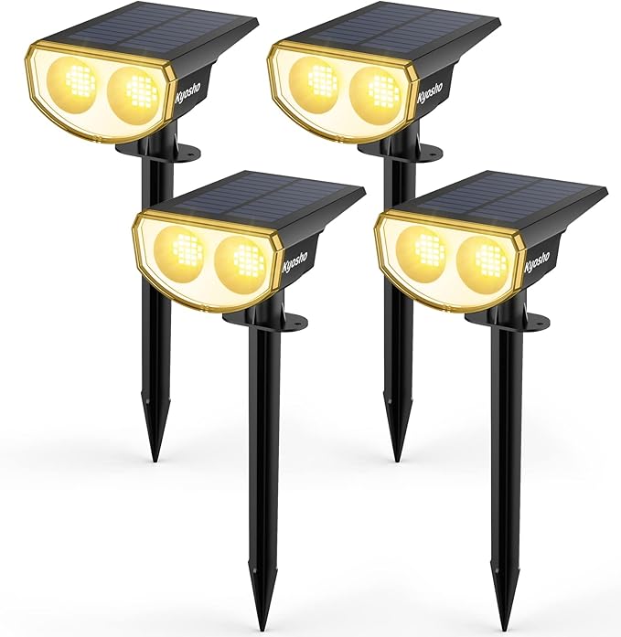 Kyosho Solar Outdoor Lights Waterproof IP67, 38 LEDs Solar Spot Lights Outdoor, 2-in-1 Landscape Spotlight with 3 | Lumora