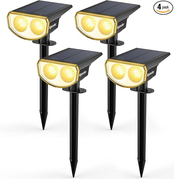 Kyosho Solar Outdoor Lights Waterproof IP67, 38 LEDs Solar Spot Lights Outdoor, 2-in-1 Landscape Spotlight with 3 | Lumora