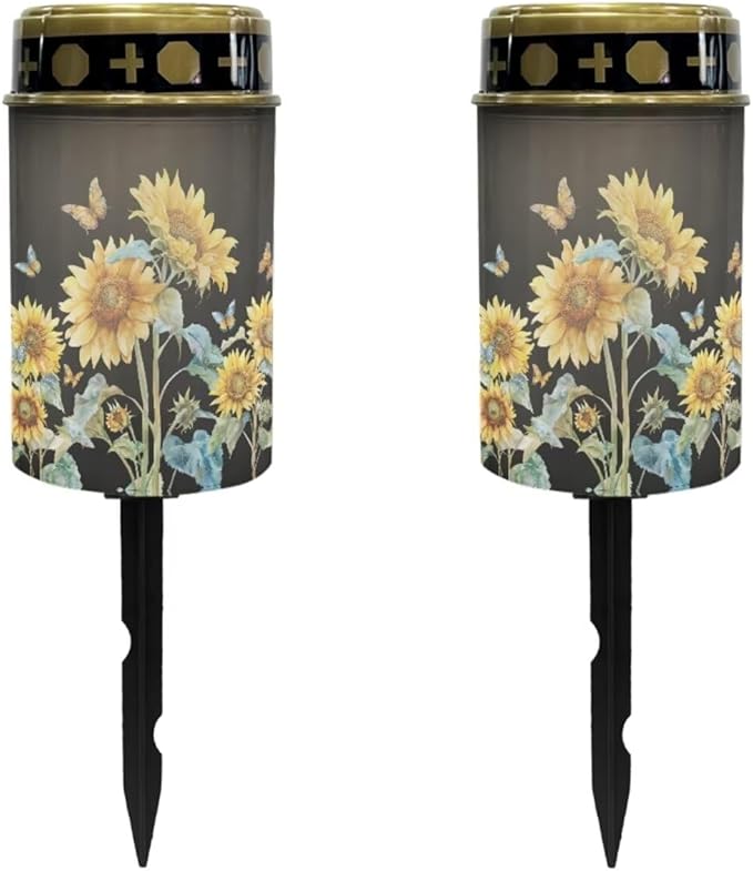 Sunflower Solar Garden Lights Outside Solar Lights for Yard Solar Lights Outdoor Landscape Path Lights LED Solar Lights Outdoor Garden Fall Decoration Flameless Candle
