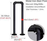 Hand Rails for Indoor Outdoor Steps 1 2 3 4 5 6 8 10 Steps, Black Industrial Pipe Staircase Handrails In Ground for | Lumora