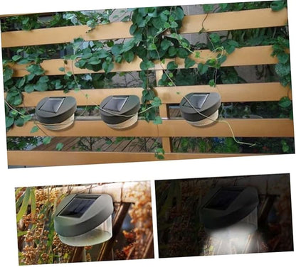 Cabilock 4pcs Solar LED Outdoor Wall Lights Garden Lamp for Pathway Porch Fence Black Shell with White Light Easy Installation