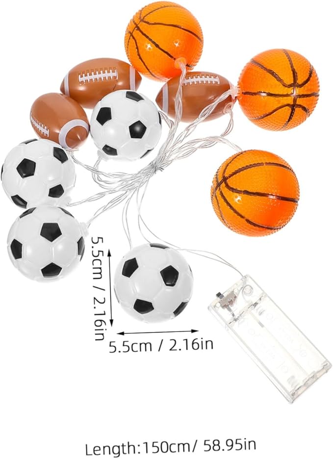 Zerodeko Sports Ball String Lights LED Sports Decoration for Parties Camping Indoor Decor Battery Operated with | Lumora