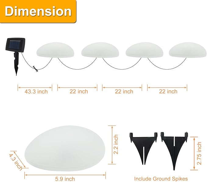 SUNNYPARK Solar Garden Lights Outdoor Set of 4 Plastic Pebble Shape Decorative Rock Lights Waterproof - Warm White | Lumora