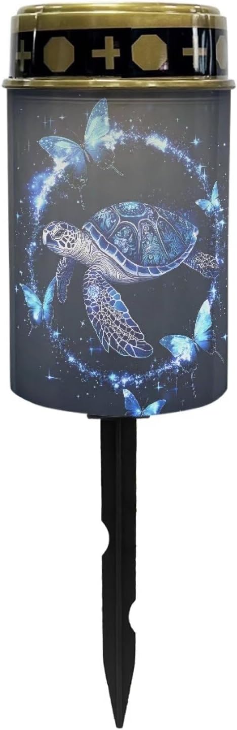 Turtle Butterfly Solar Garden Lights Outdoor, Cross Solar Lights Outdoor Waterproof Solar Powered Lights for Outside Patio Yard Pathway